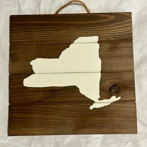 Handmade wood New York NY big apple sign home decor gift painted state outline